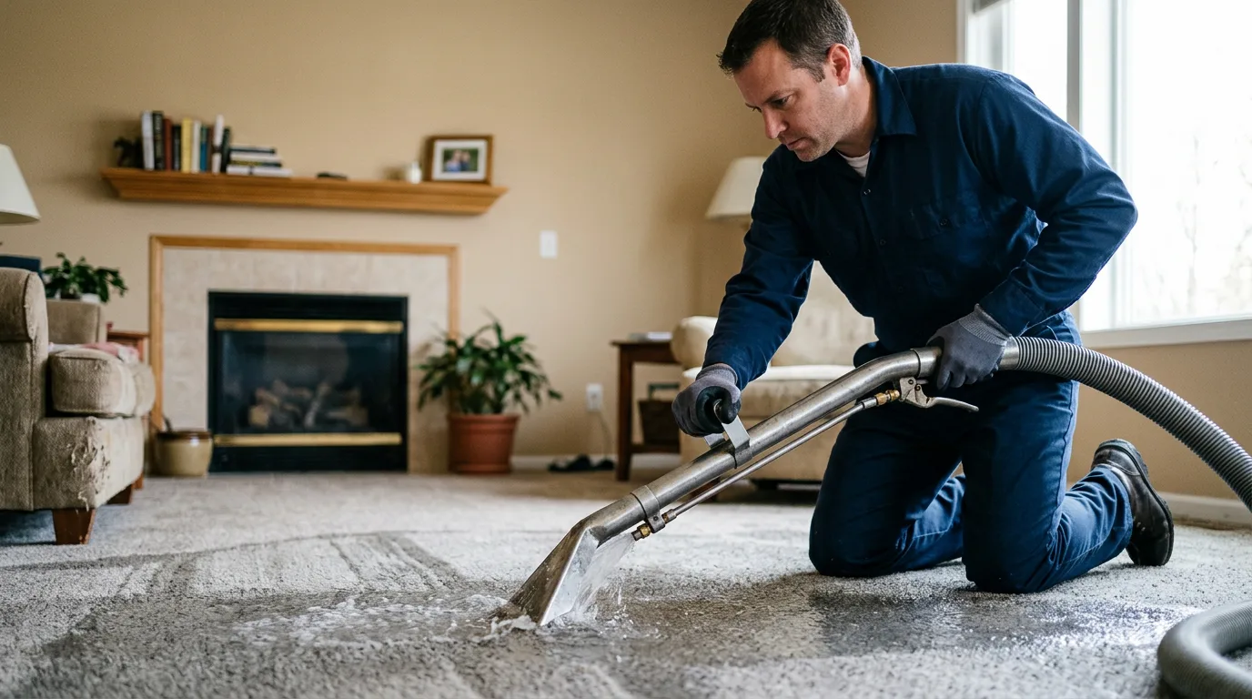 Water damage restoration technician working near Coopers Mills, ME
